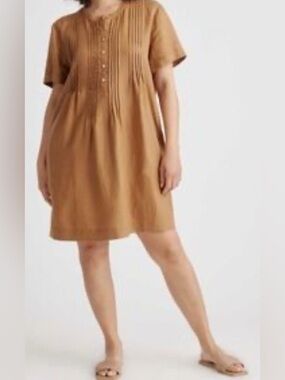 Quince Rust Short Sleeve Mini Dress 100% Linen